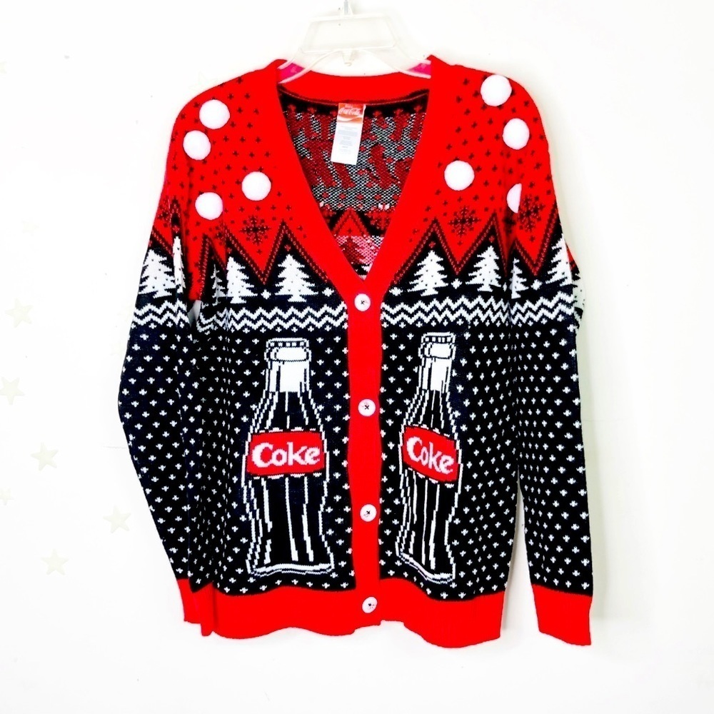 COCA-COLA small pom-pom Christmas Cardigan
